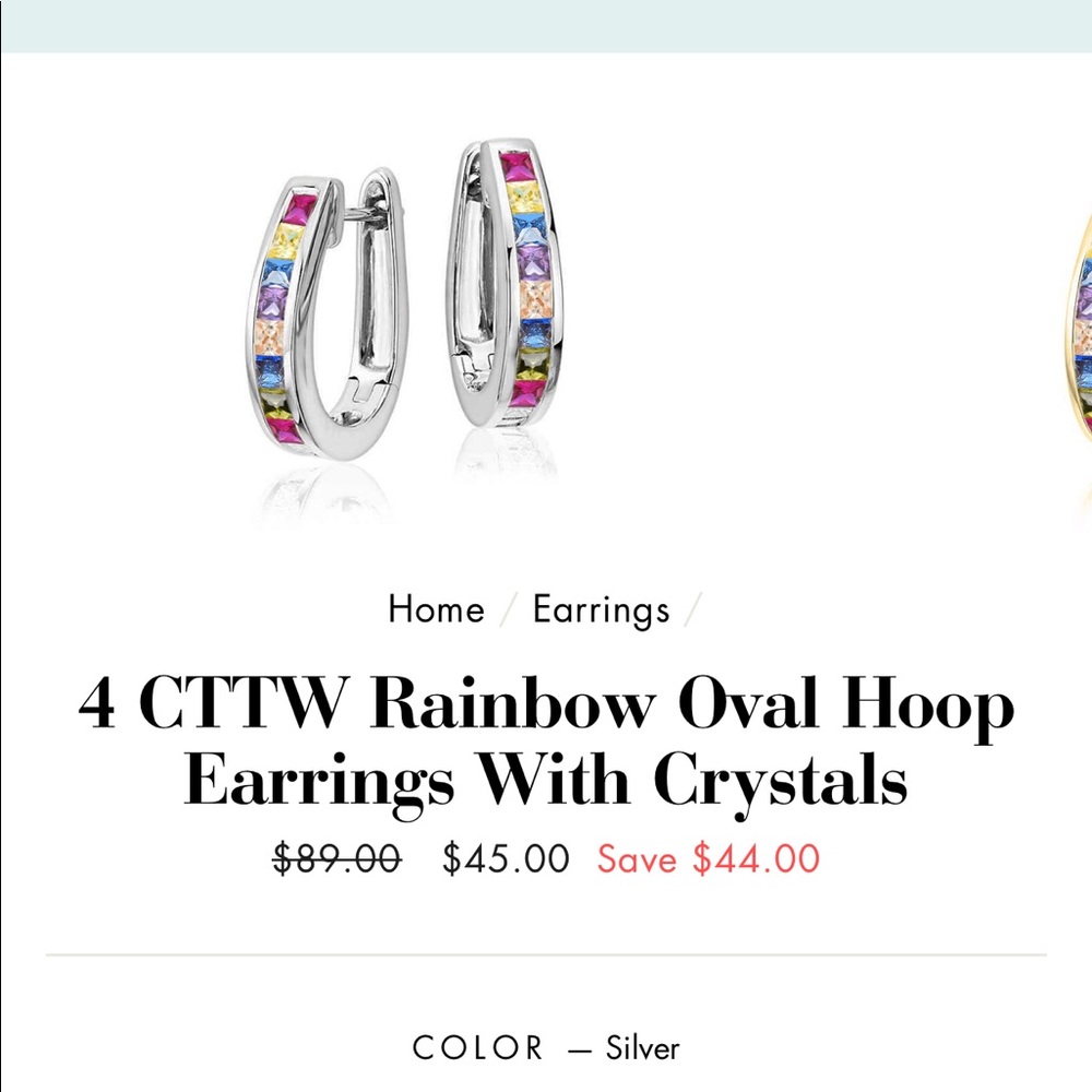 🌈Rainbow Oval Hoop Earrings With Crystals🌈